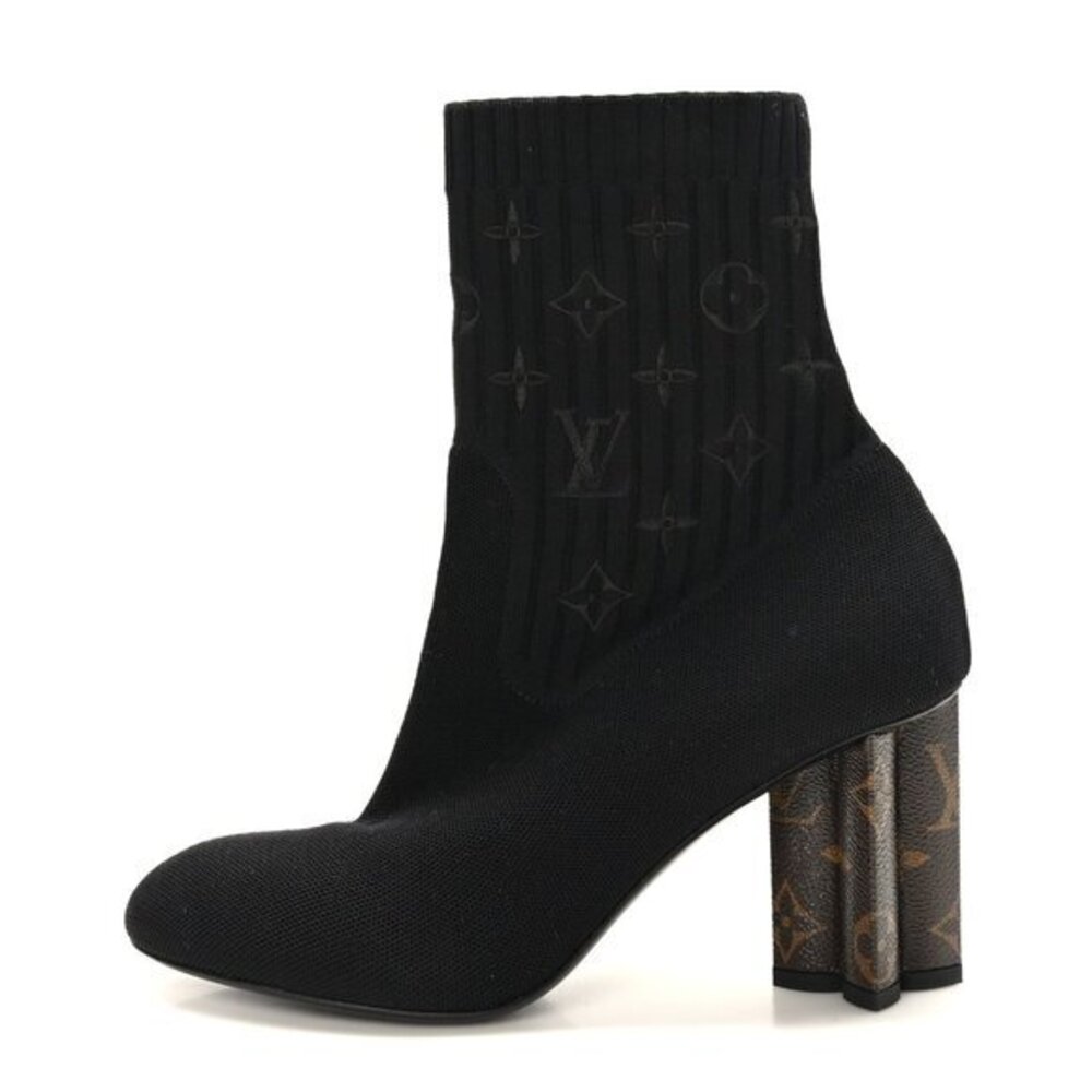 Louis Vuitton Monogram Stretch Fabric Silhouette Ankle Boots, sz 41, Excellent